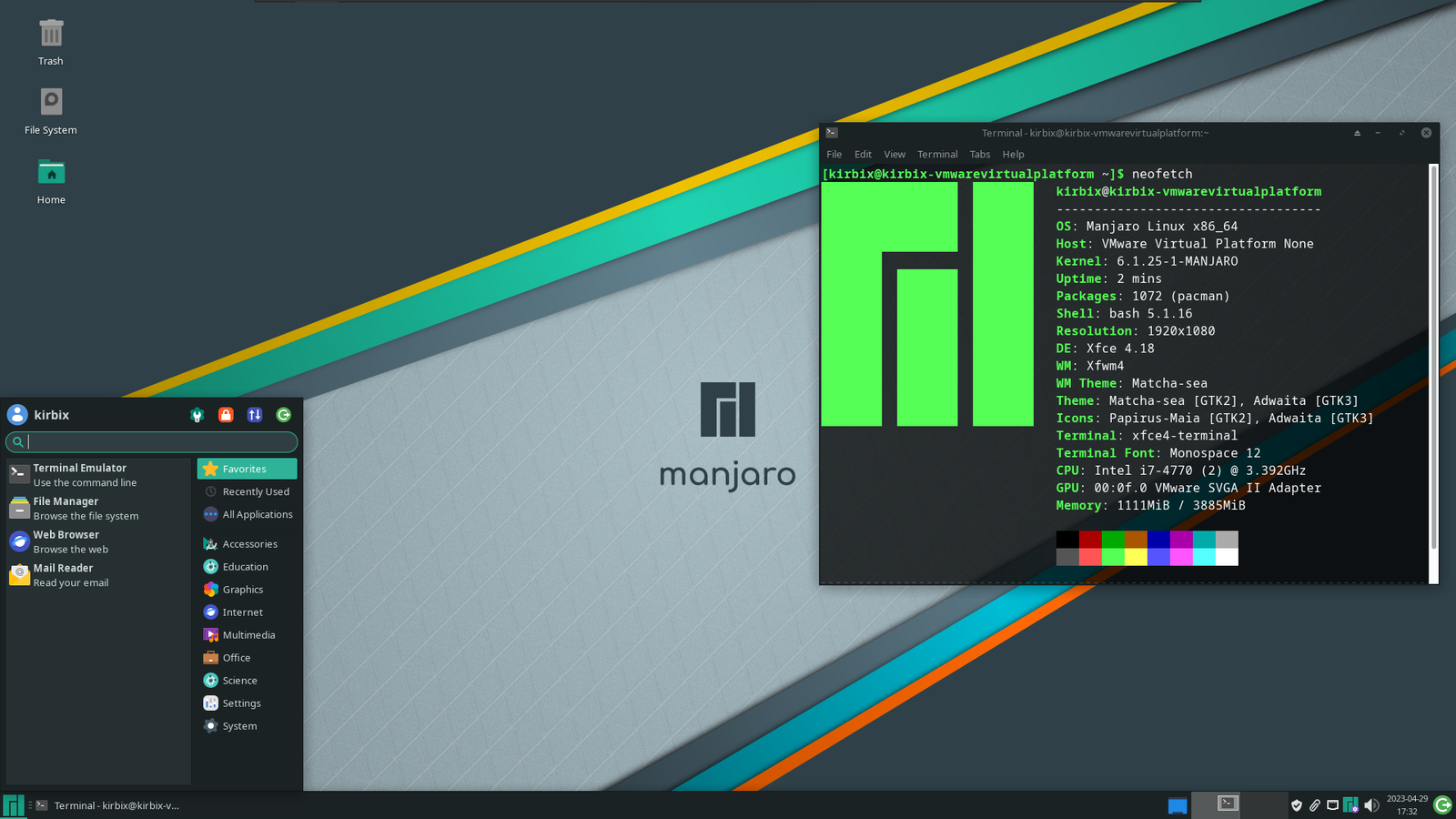 Manjaro_Linux_22.1_Xfce_Desktop_English